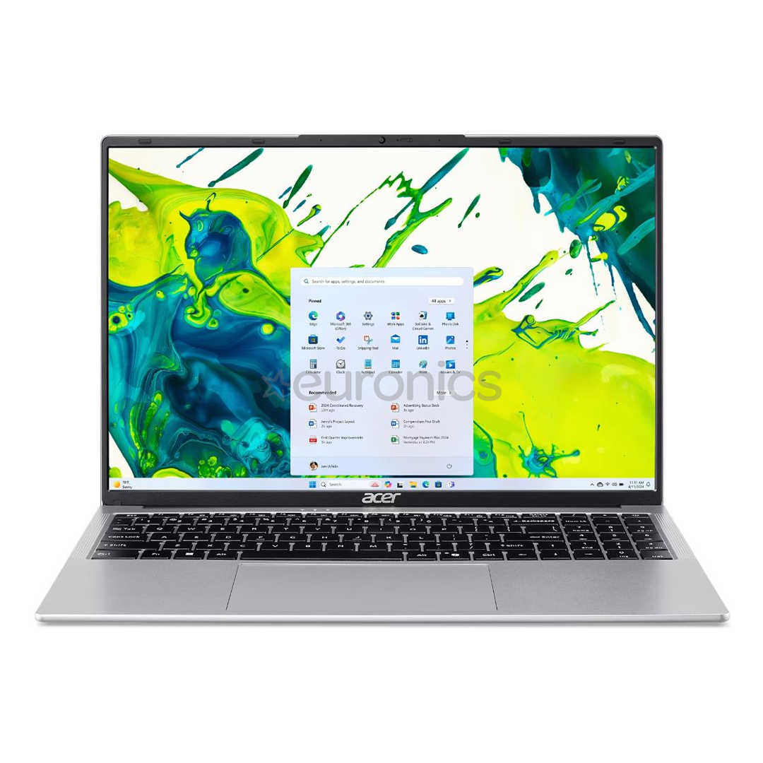 Acer Aspire Lite 16, 16'', WUXGA, Core 5, 16 GB, 512 GB, ENG, sudraba - Portatīvais dators