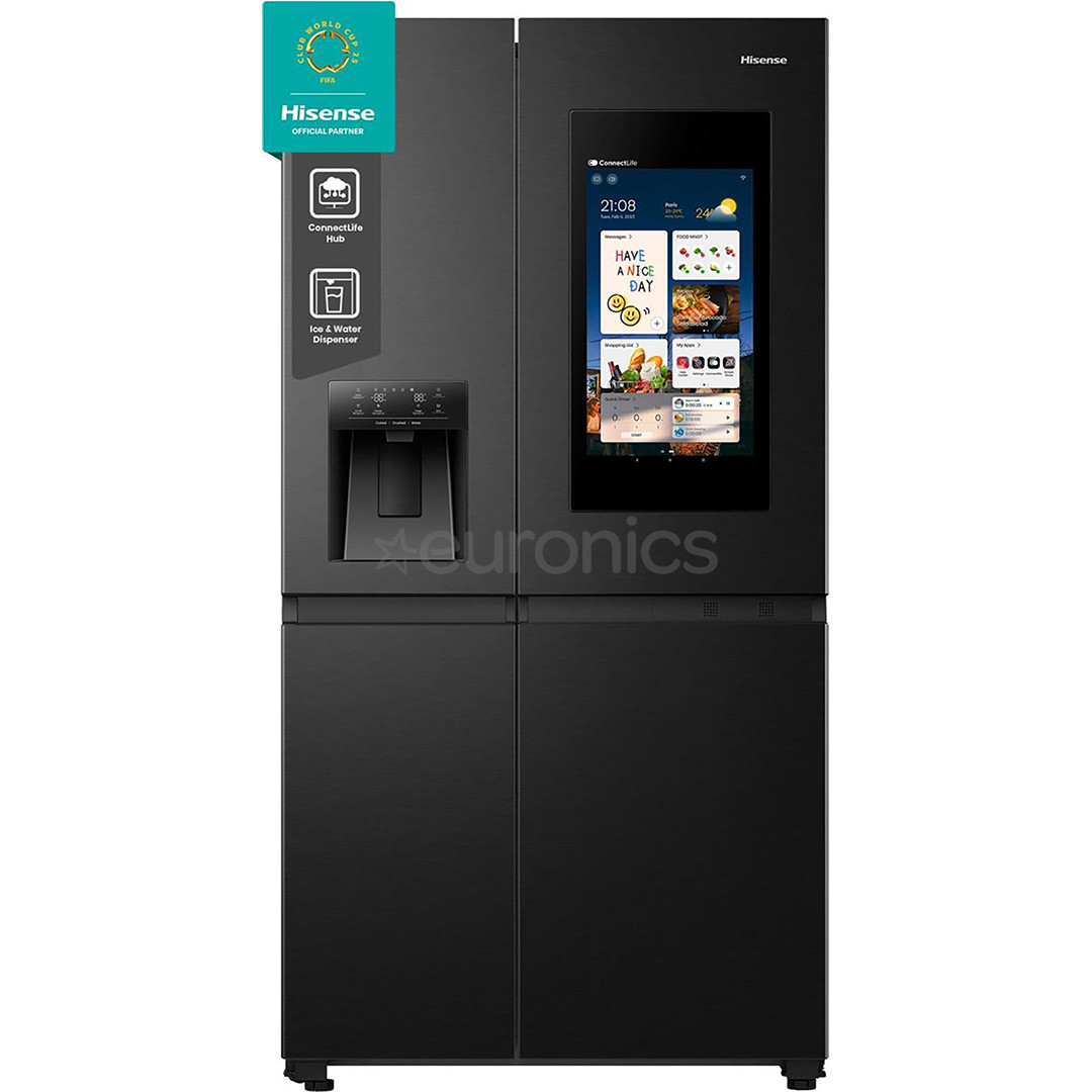 Hisense, NoFrost, 614 L, height 179 cm, black - SBS Refrigerator RS9P628GPFE