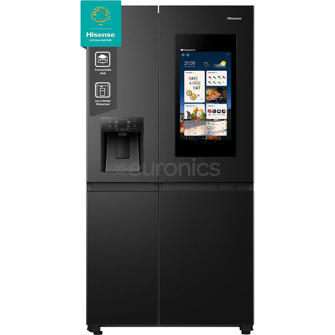 Hisense, NoFrost, 614 L, height 179 cm, black - SBS Refrigerator