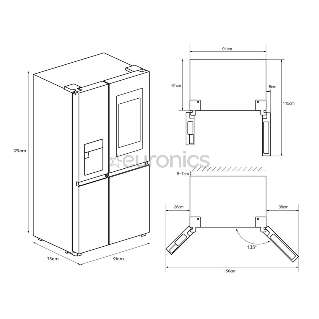 Hisense, NoFrost, 614 L, height 179 cm, black - SBS Refrigerator