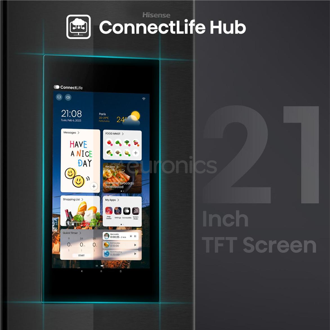 Hisense, NoFrost, 614 L, height 179 cm, black - SBS Refrigerator