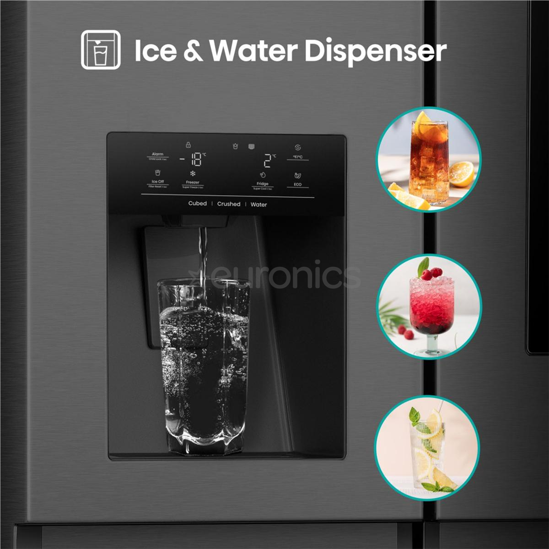 Hisense, NoFrost, 614 L, height 179 cm, black - SBS Refrigerator