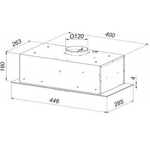 Schlosser, 305 м³/ч, ширина 45 см, белый - Интегрируемая вытяжка
