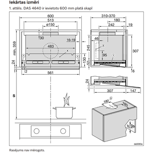 Miele, 600 m³/h, width 56.1 cm, transparent glass - Built-in cooker hood