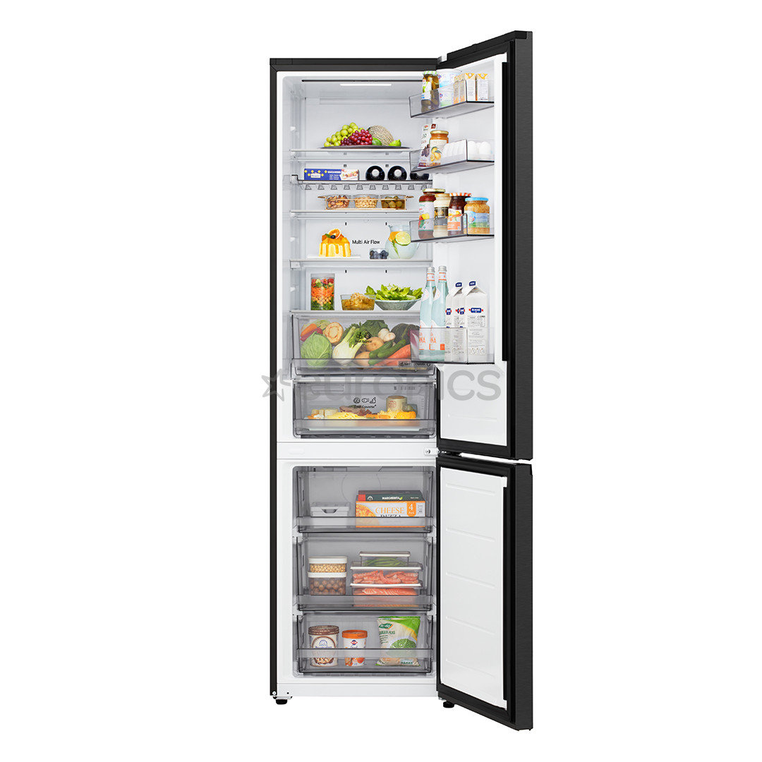 LG, NoFrost, 375 L, augstums 203 cm, melna tērauda - Ledusskapis