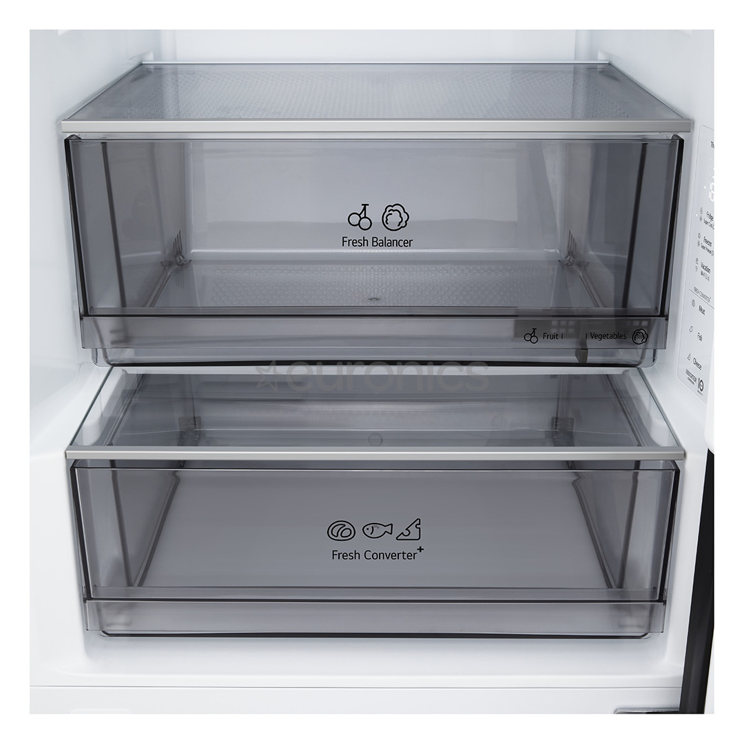 LG, NoFrost, 375 L, augstums 203 cm, melna tērauda - Ledusskapis