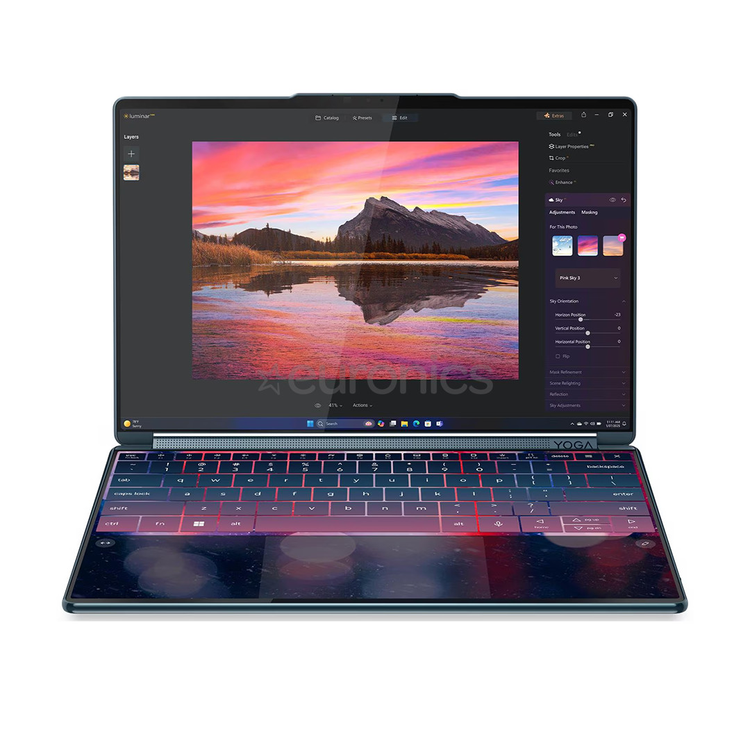 Lenovo Yoga Book 9i Gen 10, 14'', WQXGA+, OLED, 120 Hz, Ultra 7, 32 GB, 1 TB, W11P, ENG, zila - Portatīvais dators