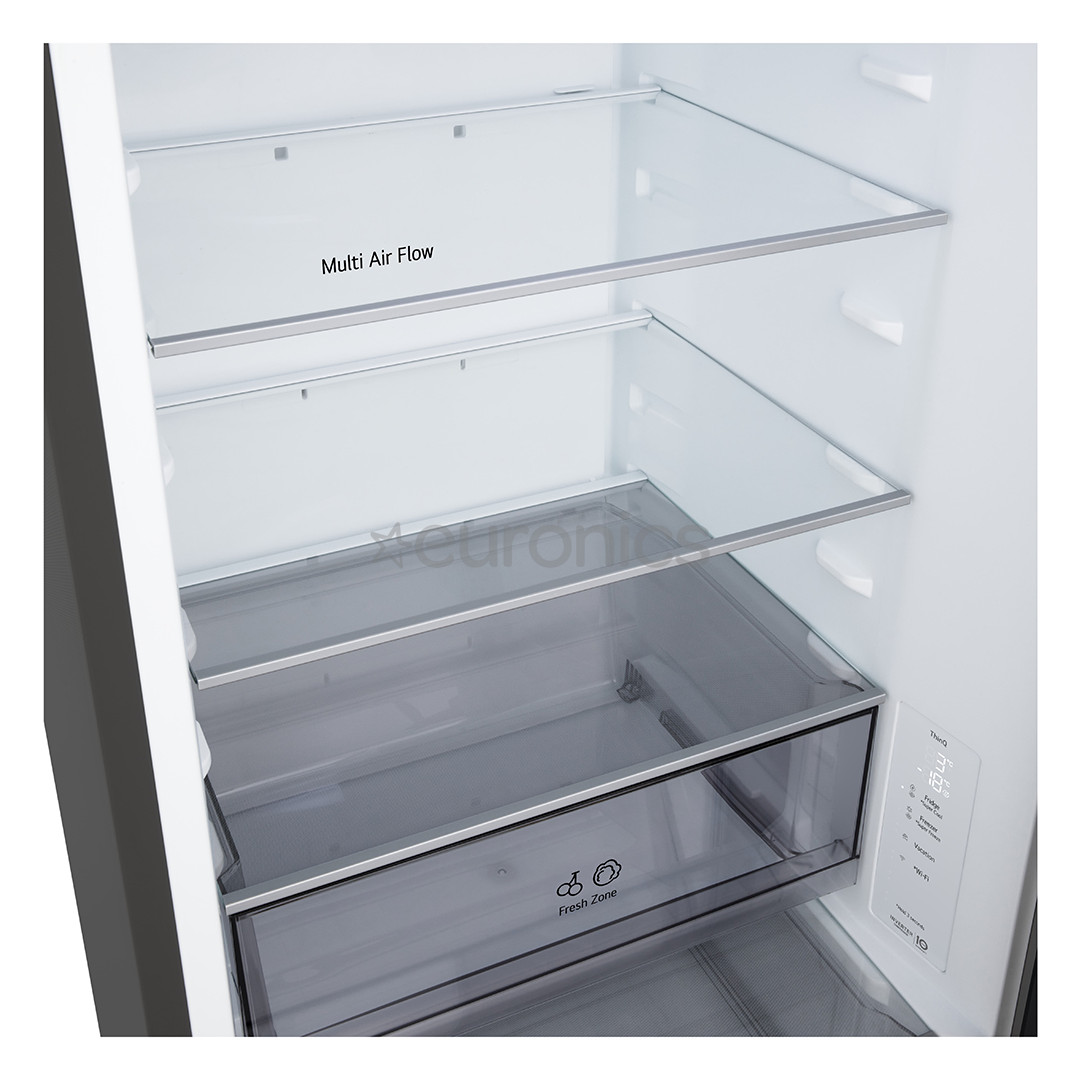 LG, Total No Frost, 333 L, augstums 186 cm, matēta melna - Ledusskapis