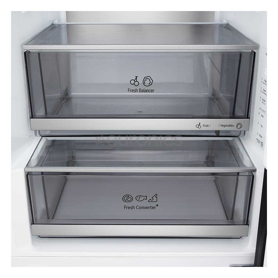 LG, Total No Frost, 375 L, augstums 203 cm, melna tērauda - Ledusskapis