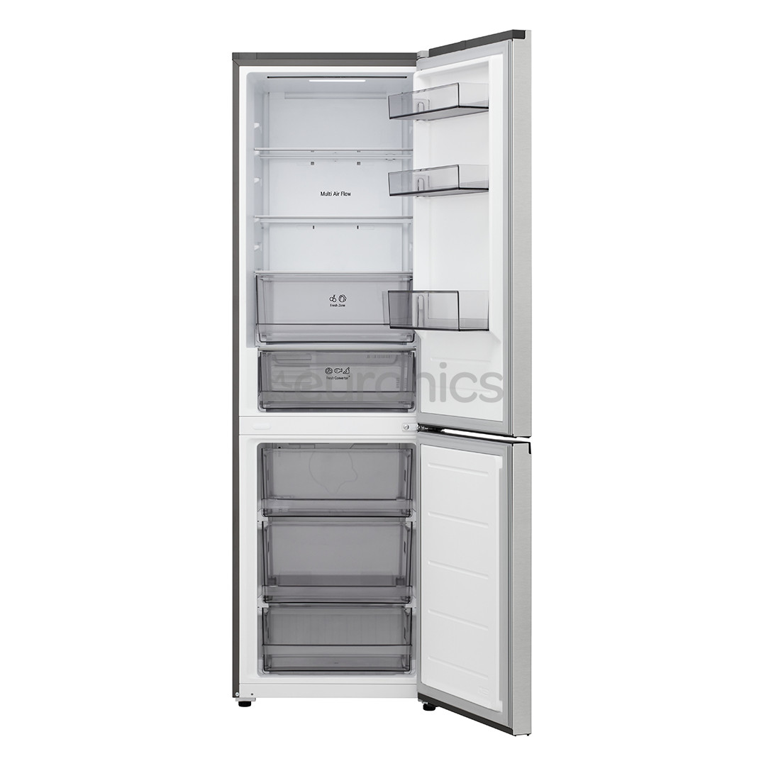 LG, Total No Frost, 333 L, height 186 cm, silver - Refrigerator
