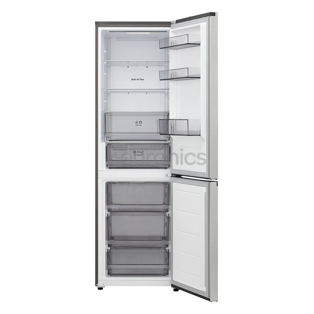 LG, Total No Frost, 333 L, height 186 cm, silver - Refrigerator