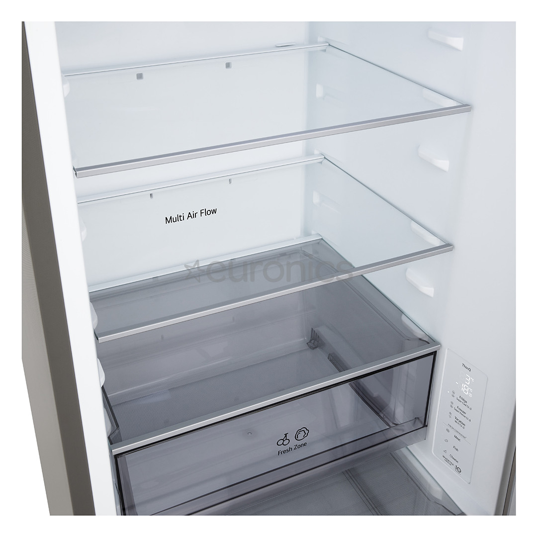 LG, Total No Frost, 333 L, height 186 cm, silver - Refrigerator