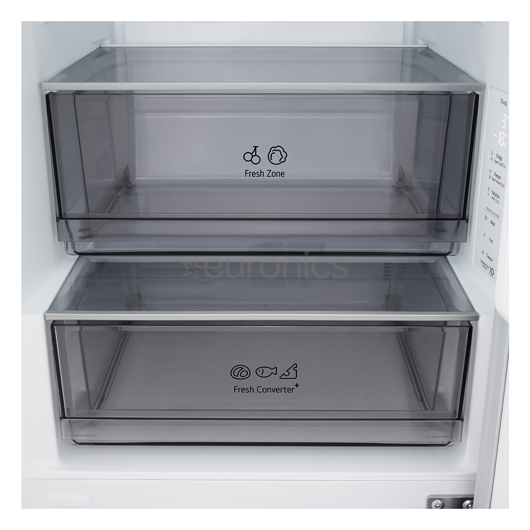 LG, Total No Frost, 333 L, height 186 cm, silver - Refrigerator