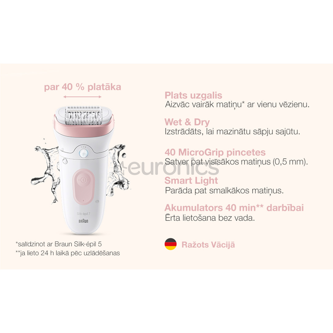 Braun Silk epil 7, balta/rozā - Epilators