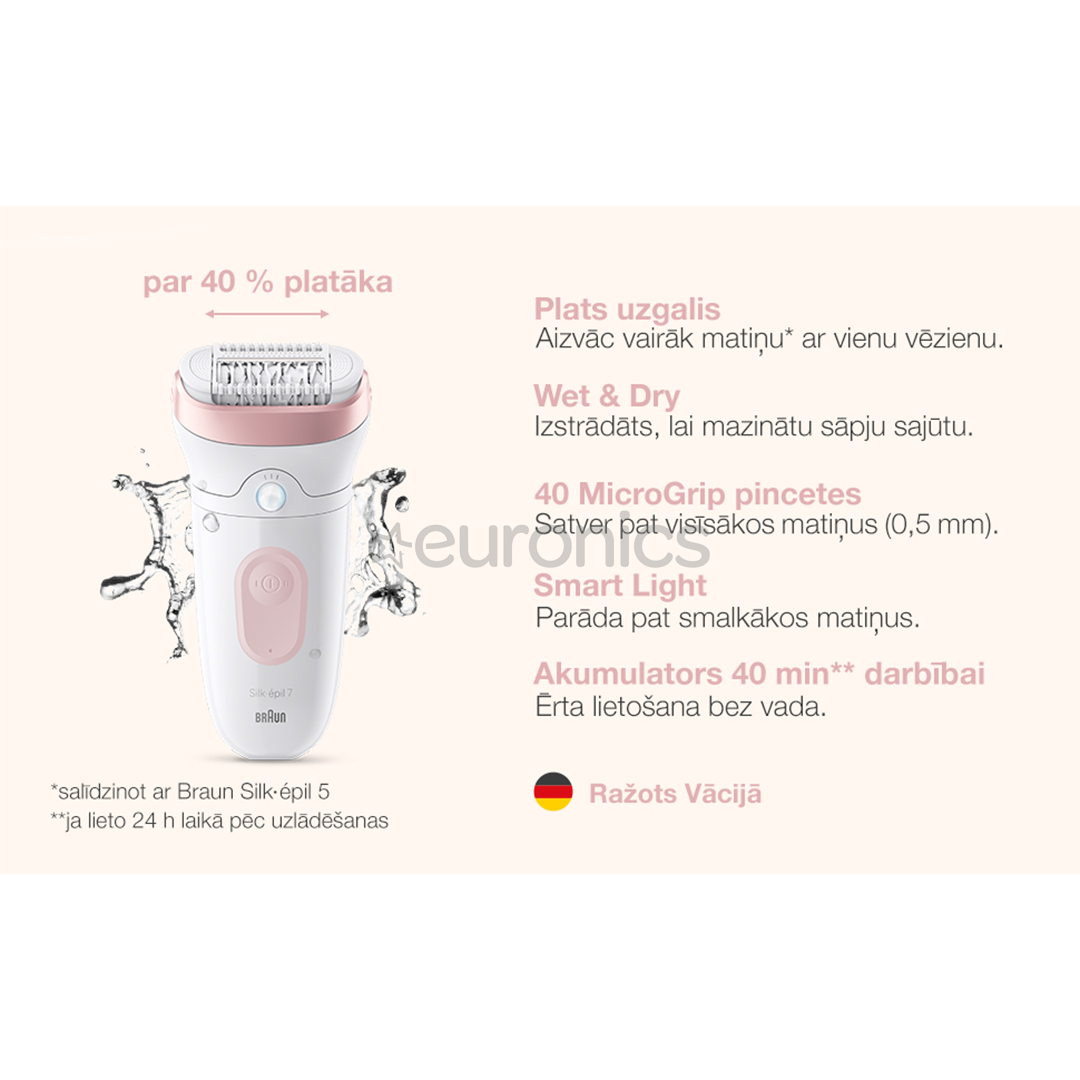 Braun Silk epil 7, balta/rozā - Epilators