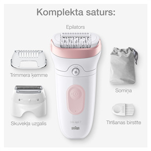 Braun Silk epil 7, balta/rozā - Epilators