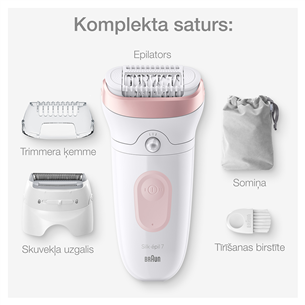 Braun Silk epil 7, balta/rozā - Epilators