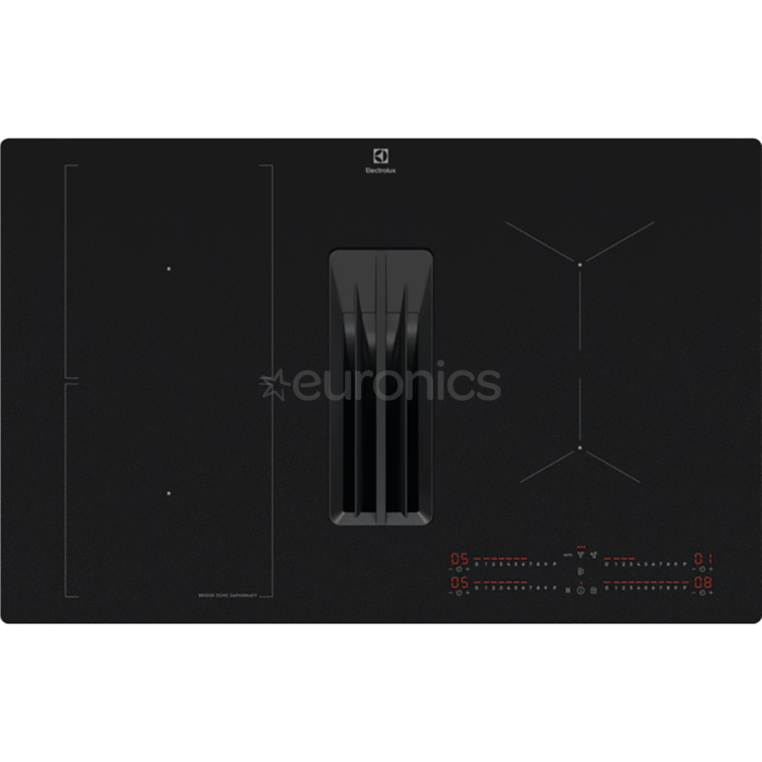 Electrolux 600 Series, platums 80 cm, melna - Iebūvējama indukcijas plīts virsma ar tvaika nosūcēju
