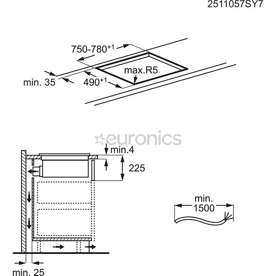 Electrolux 600 Series, ширина 80 см, черный - Интегрируемая индукционная варочная панель с вытяжкой