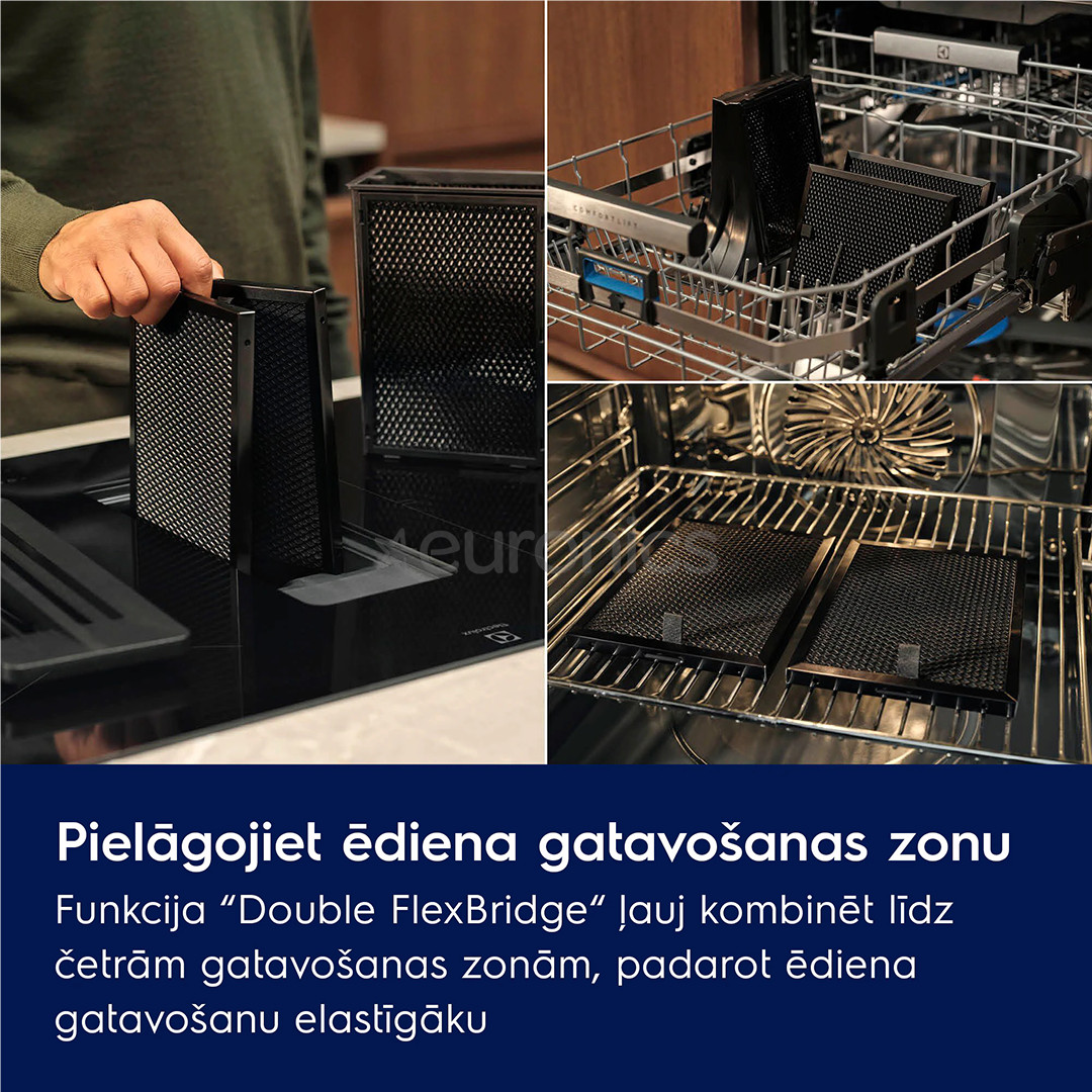 Electrolux 600 Series, platums 80 cm, melna - Iebūvējama indukcijas plīts virsma ar tvaika nosūcēju