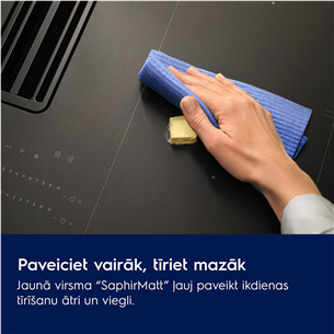 Electrolux 600 Series, platums 80 cm, melna - Iebūvējama indukcijas plīts virsma ar tvaika nosūcēju