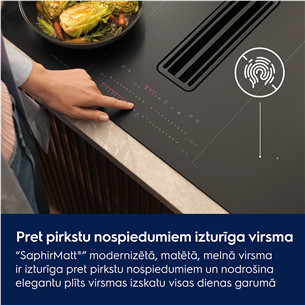 Electrolux 600 Series, platums 80 cm, melna - Iebūvējama indukcijas plīts virsma ar tvaika nosūcēju