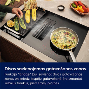 Electrolux 600 Series, platums 80 cm, melna - Iebūvējama indukcijas plīts virsma ar tvaika nosūcēju