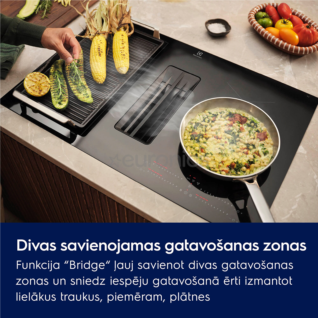 Electrolux 600 Series, ширина 80 см, черный - Интегрируемая индукционная варочная панель с вытяжкой