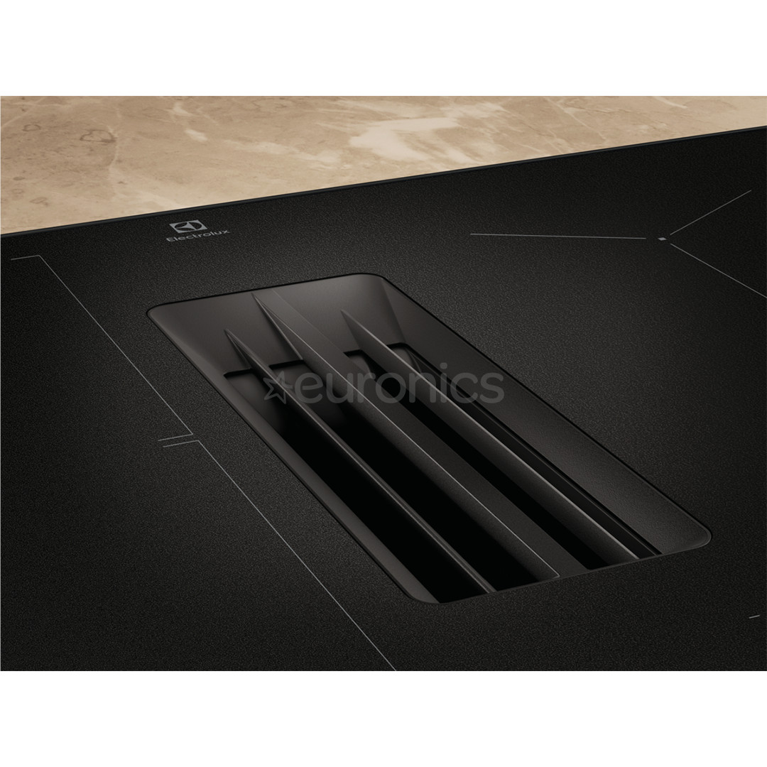 Electrolux 600 Series, platums 80 cm, melna - Iebūvējama indukcijas plīts virsma ar tvaika nosūcēju