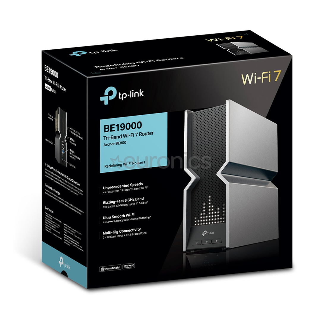 TP-Link Archer BE19000, Wi-Fi 7, sudraba/melna - Bezvadu rūteris