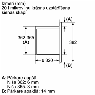 Bosch Series 2, 20 L, 800 W, melna - Iebūvējama mikroviļņu krāsns