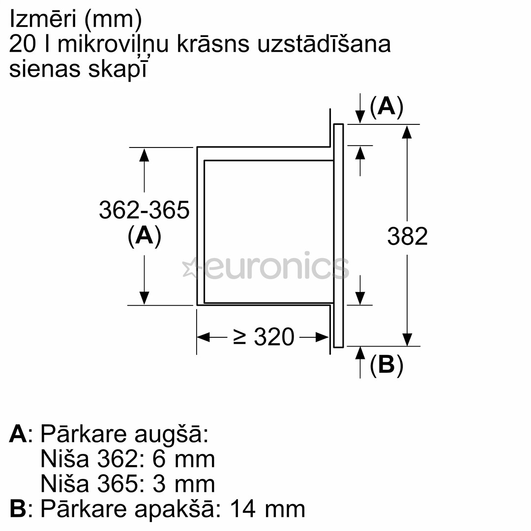 Bosch Series 2, 20 L, 800 W, melna - Iebūvējama mikroviļņu krāsns