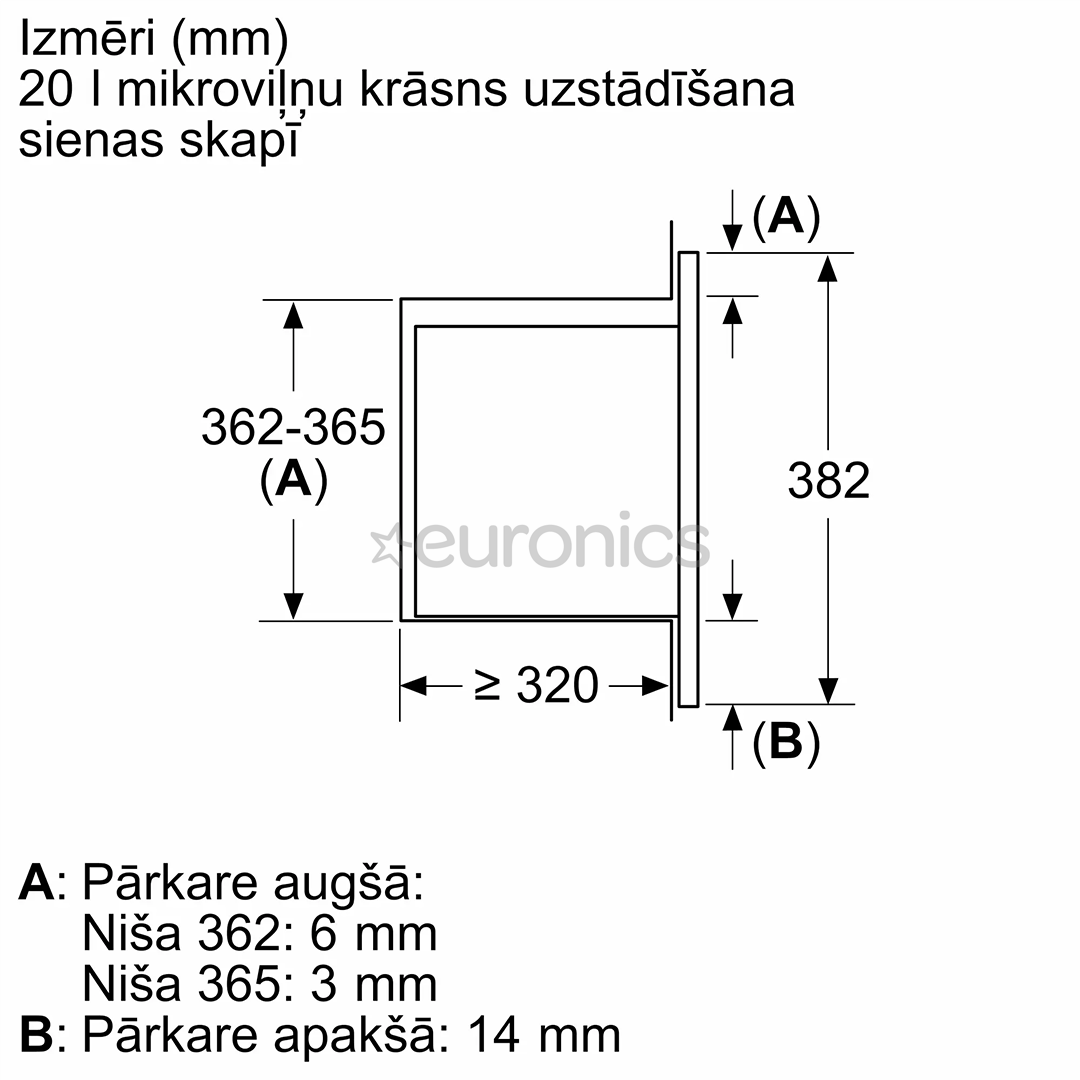 Bosch Series 2, 20 L, 800 W, melna - Iebūvējama mikroviļņu krāsns
