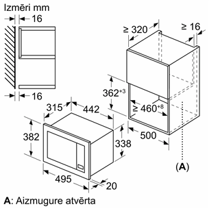 Bosch Series 2, 20 L, 800 W, melna - Iebūvējama mikroviļņu krāsns