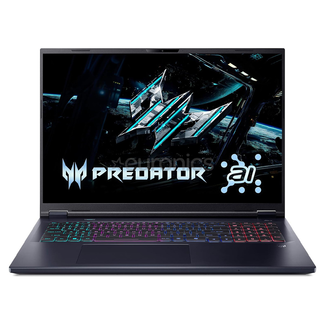Acer Predator Helios Neo 18 AI, 18'', WQXGA, 165 Hz, Ultra 7, 16 GB, 512 GB, RTX 5060, ENG, melna - Portatīvais dators