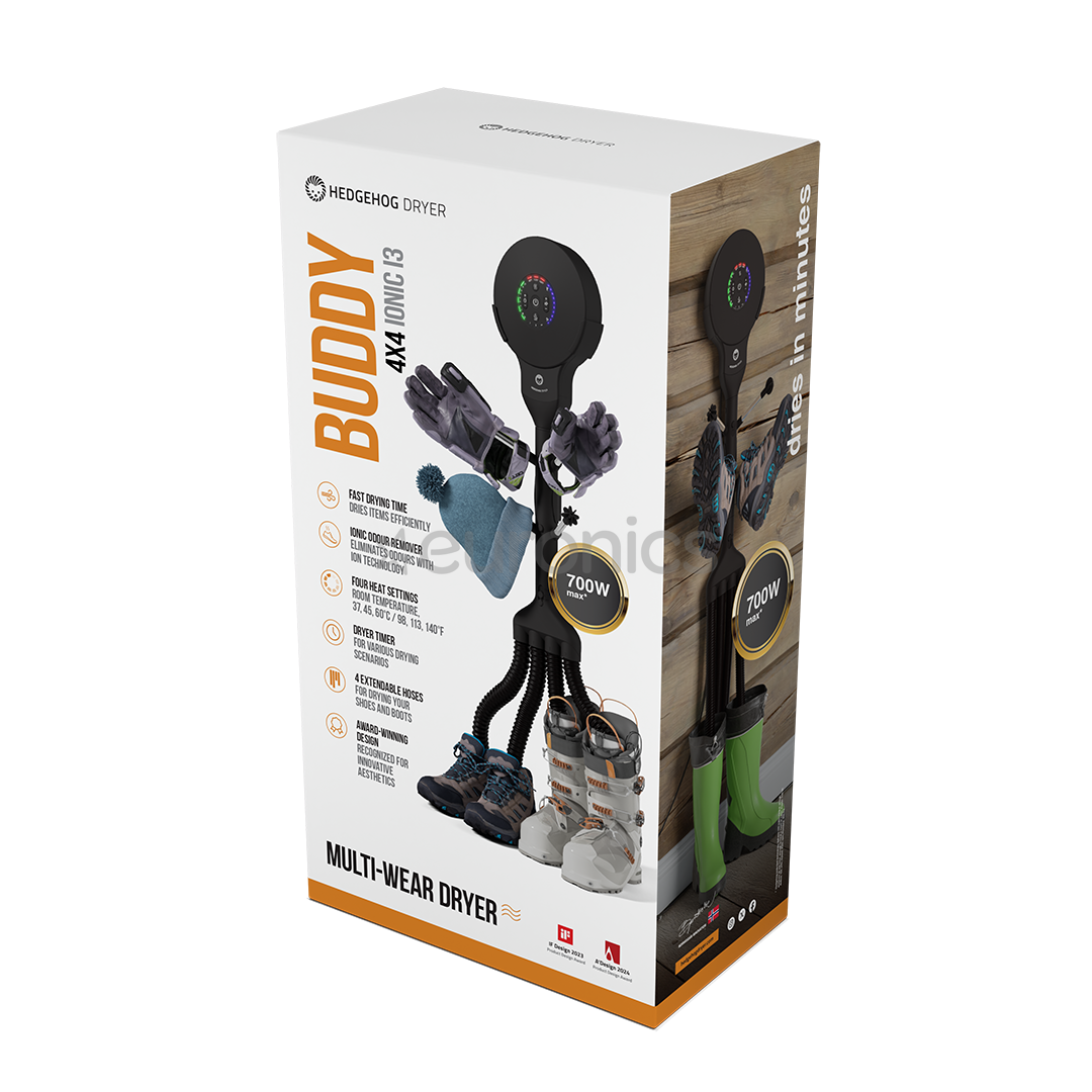 Hedgehog Buddy, 4x4, melna - Apavu žāvētājs