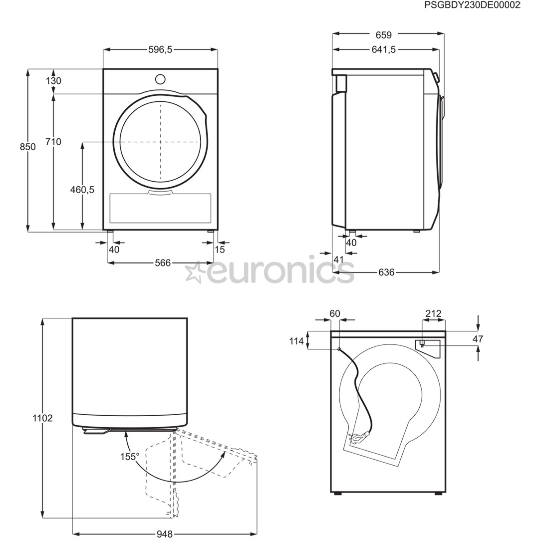 Electrolux 900 Series PerfectCare, 8 кг, глубина 63,6 см - Сушильная машина