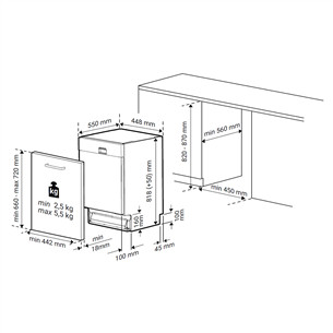 Beko, 10 komplekti, platums 44.8 cm - Iebūvējama trauku mazgājamā mašīna