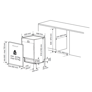 Beko, 10 komplekti, platums 44.8 cm - Iebūvējama trauku mazgājamā mašīna