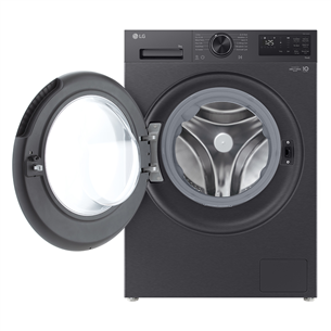 LG, 9 kg, depth 47.5 cm, 1200 rpm, matte black - Front load washing machine