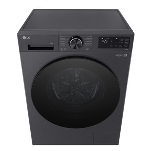 LG, 9 kg, depth 47.5 cm, 1200 rpm, matte black - Front load washing machine