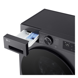 LG, 9 kg, depth 47.5 cm, 1200 rpm, matte black - Front load washing machine