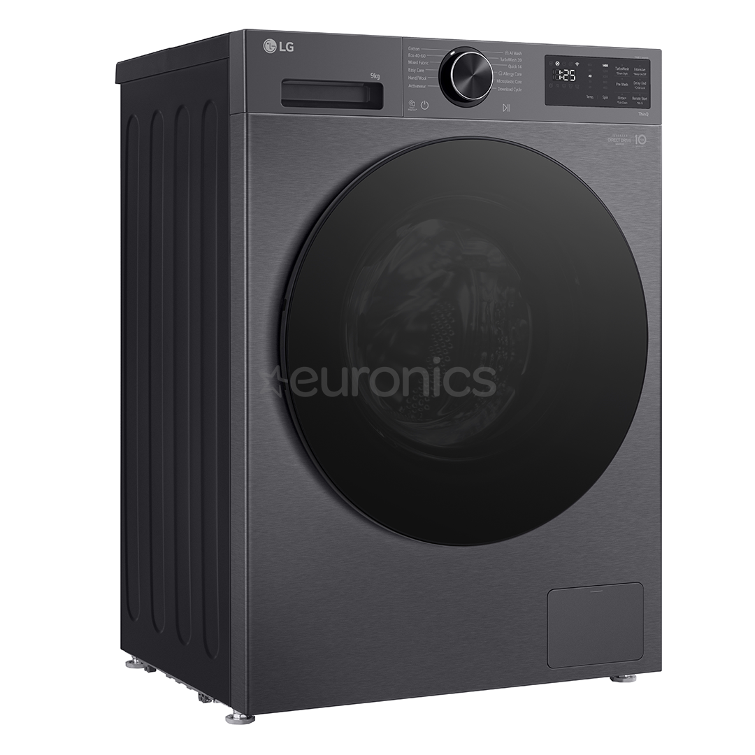 LG, 9 kg, depth 47.5 cm, 1200 rpm, matte black - Front load washing machine