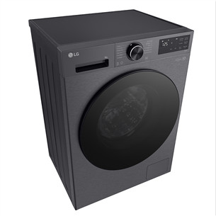 LG, 9 kg, depth 47.5 cm, 1200 rpm, matte black - Front load washing machine