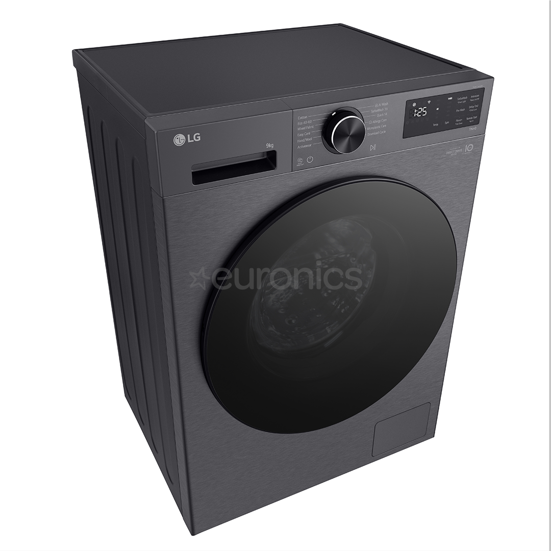 LG, 9 kg, depth 47.5 cm, 1200 rpm, matte black - Front load washing machine
