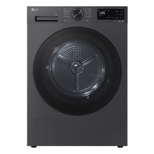 LG, Heat pump, 9 kg, depth 66 cm, matte black - Clothes dryer RHX5009TBB.AEBQPMR