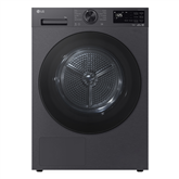 LG, Heat pump, 9 kg, depth 66 cm, matte black - Clothes dryer