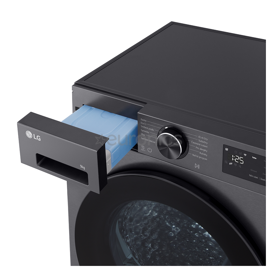 LG, Heat pump, 9 kg, depth 66 cm, matte black - Clothes dryer