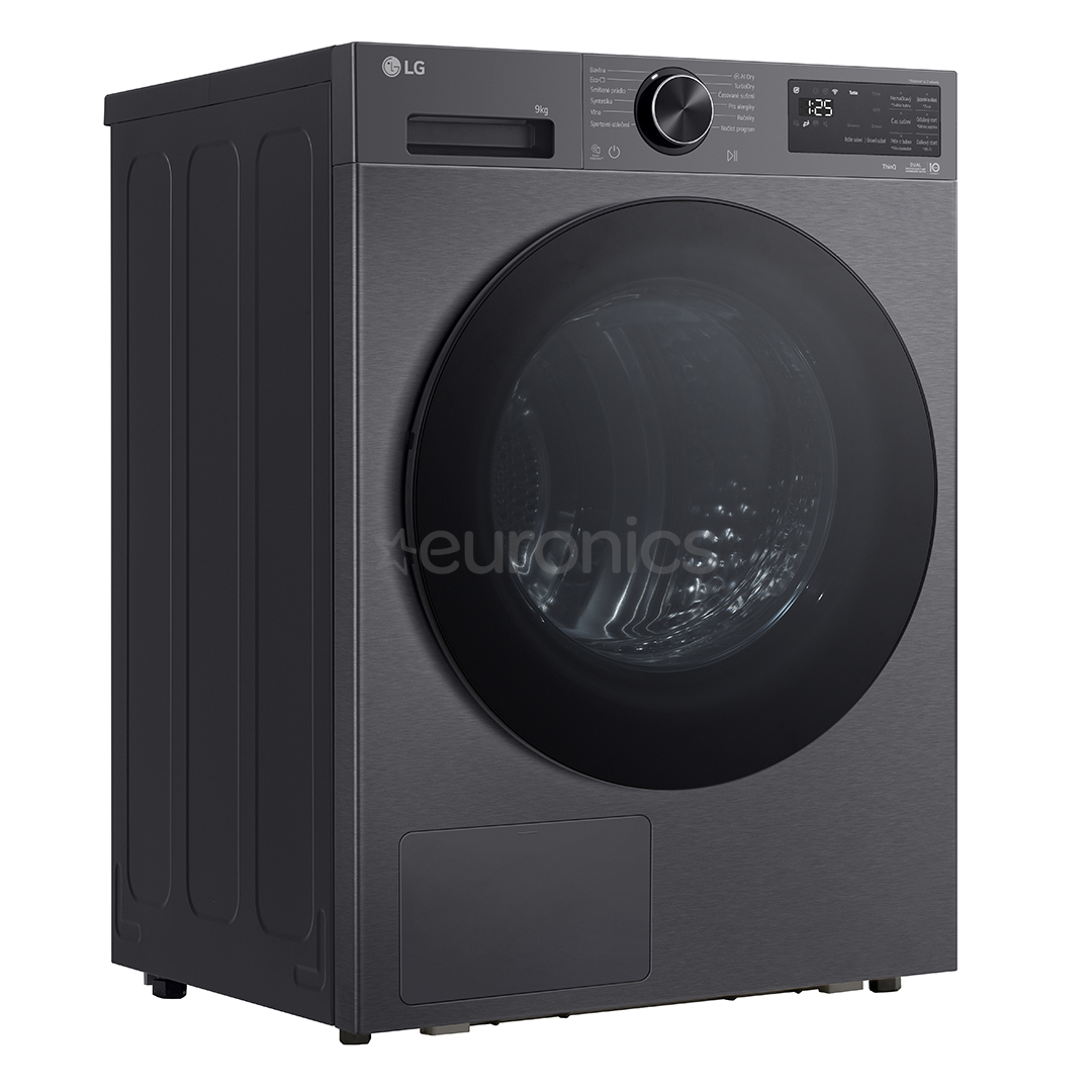 LG, Heat pump, 9 kg, depth 66 cm, matte black - Clothes dryer