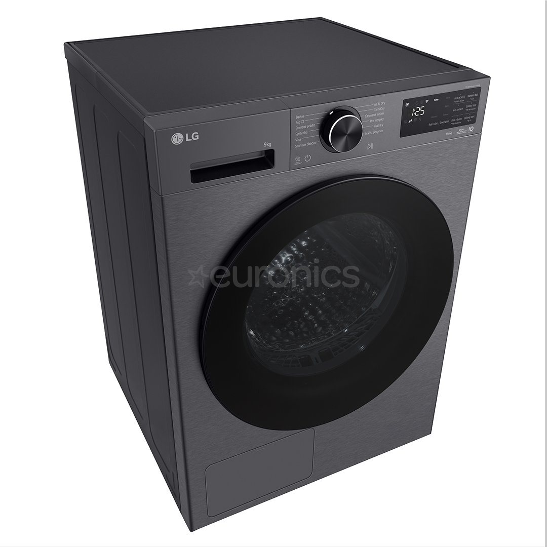 LG, Heat pump, 9 kg, depth 66 cm, matte black - Clothes dryer